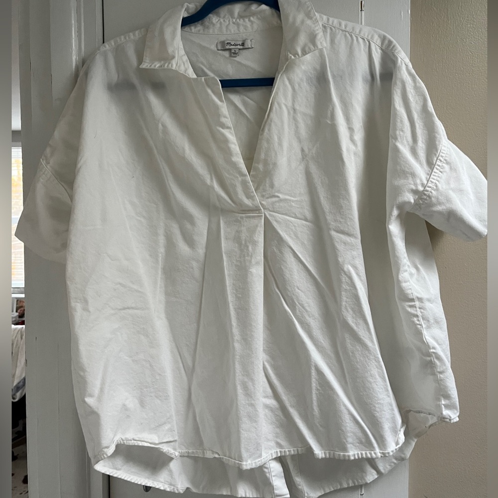 Madewell Tops - 
Courier Button-Back Shirt in Pure White